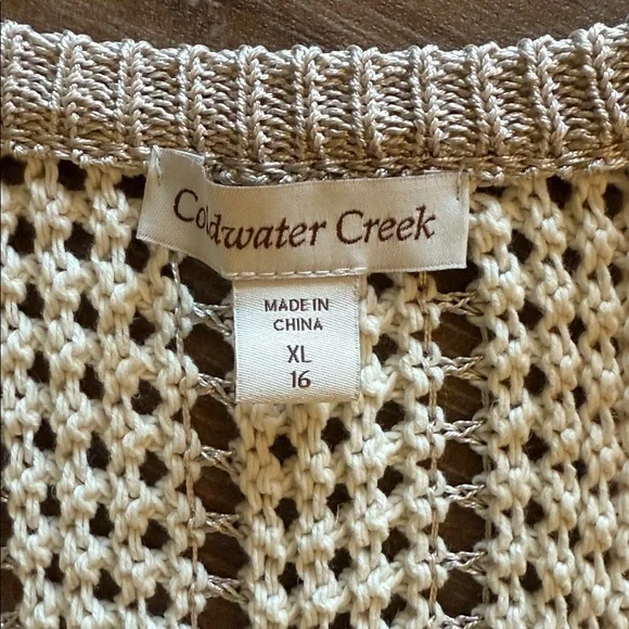 Coldwater Creek Crocheted Ivory  Open-Knit Sweater XL NWOT - Picture 2 of 5